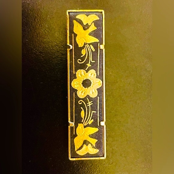 Vintage Damascene Tie Bar/ Money Clip - Picture 9 of 10